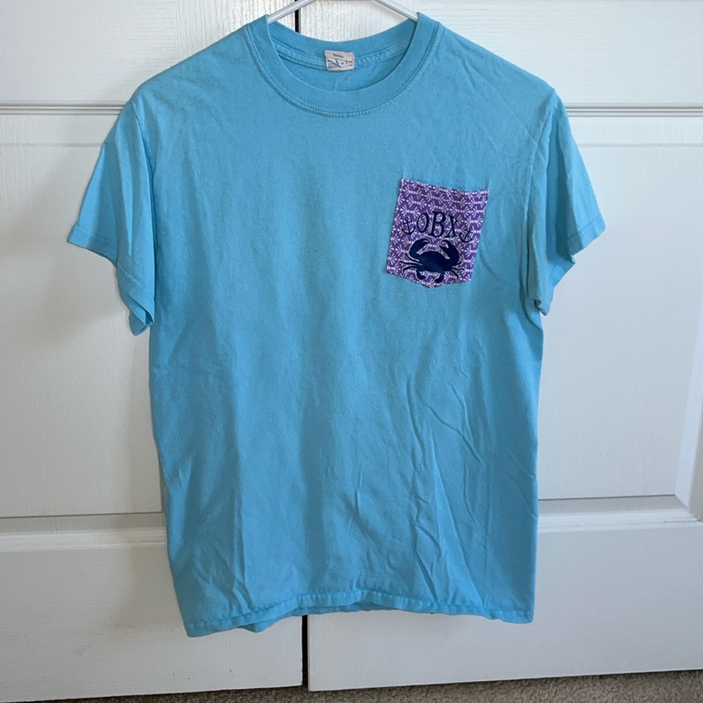 Gildan Outer Banks short sleeve tee in blue and purple, Adult S